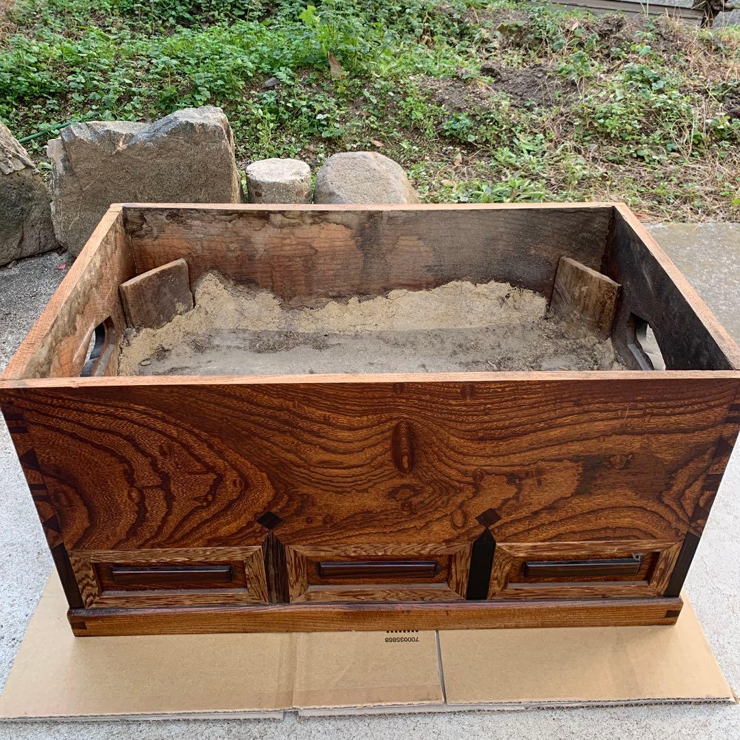 木製長火鉢　角火鉢　欅テーブル　囲炉裏　送料込み　　＊引き取り歓迎お値引きします