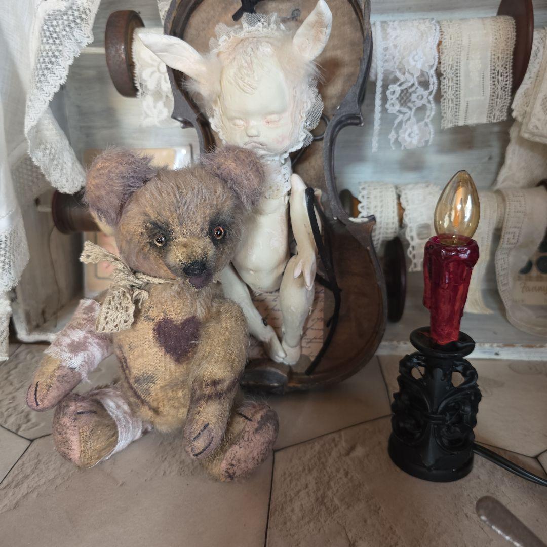 フランス　アンティークテディベア　ダーク　退廃的　シャビー　ブロカント