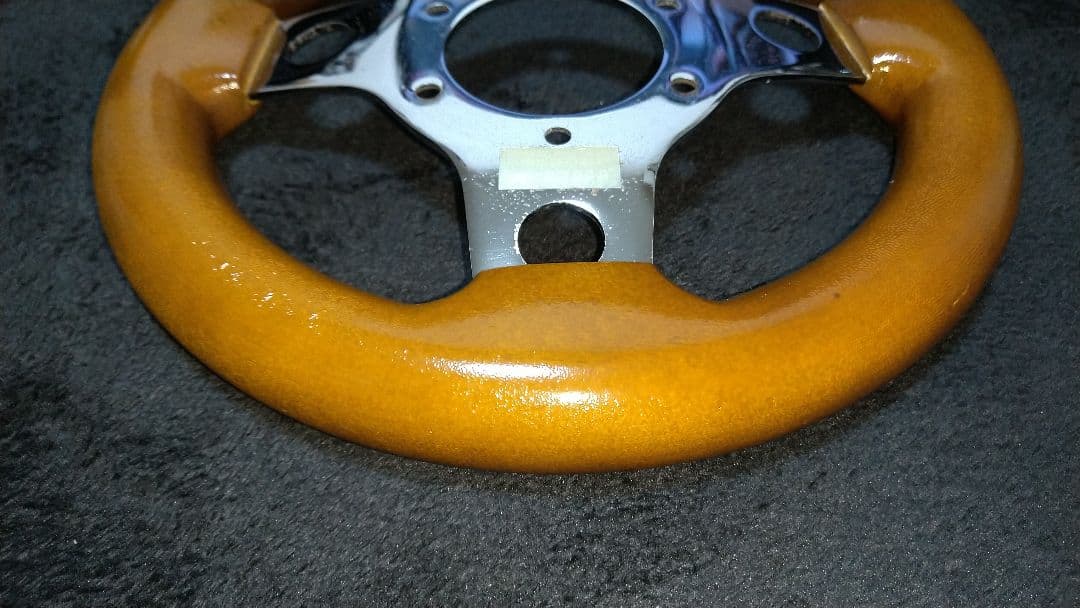 ウッド風 23パイ ハンドル 小径ステアリング 木目調街道レーサー