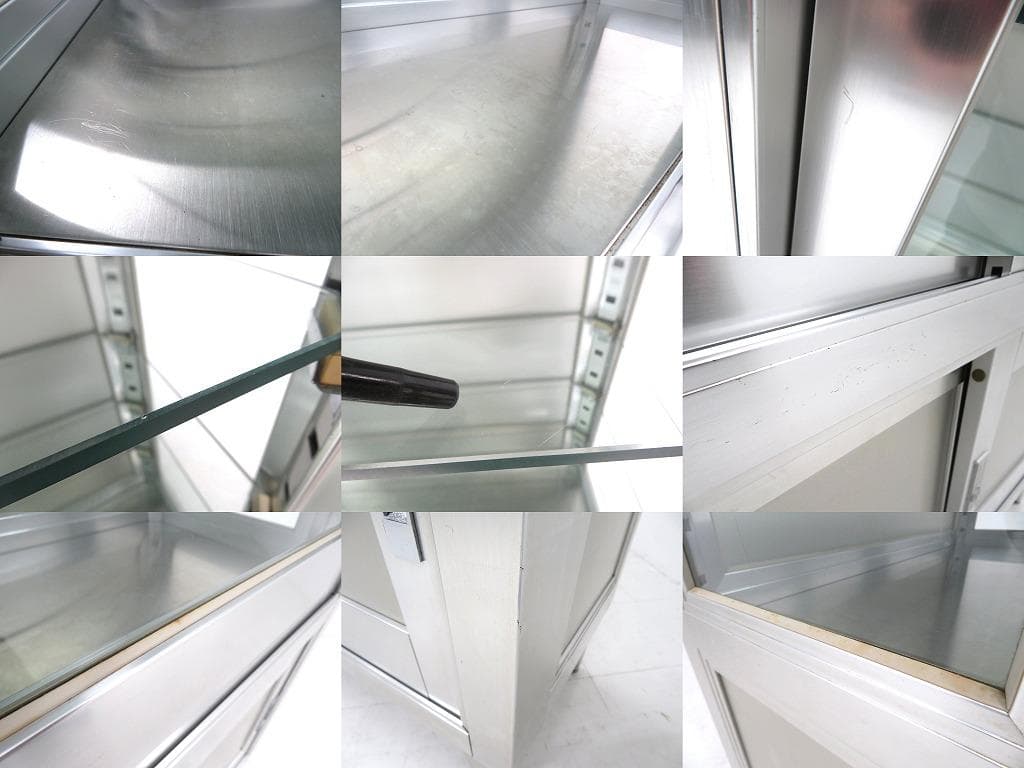 美品　ユヤマ　アルミ　ガラス　ケビント　ドクターキャビネット　飾り棚　シェルフ