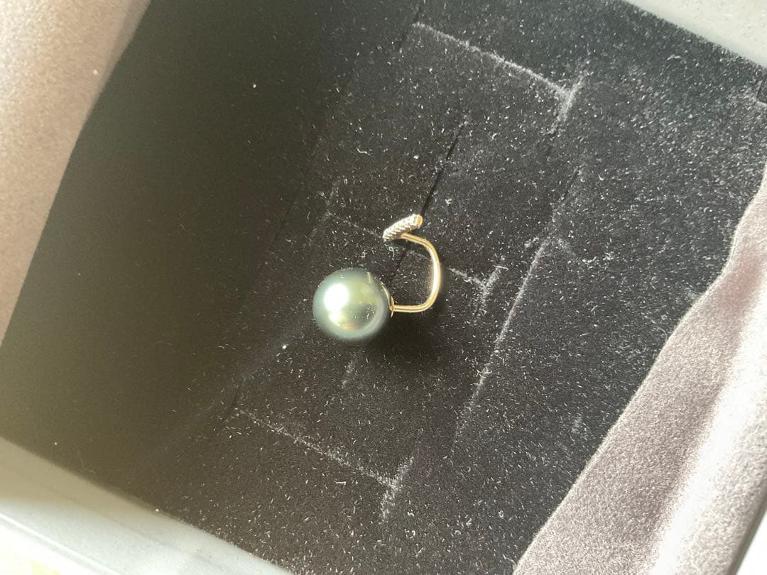 Hirotaka ブラックパール ショートバーピアス