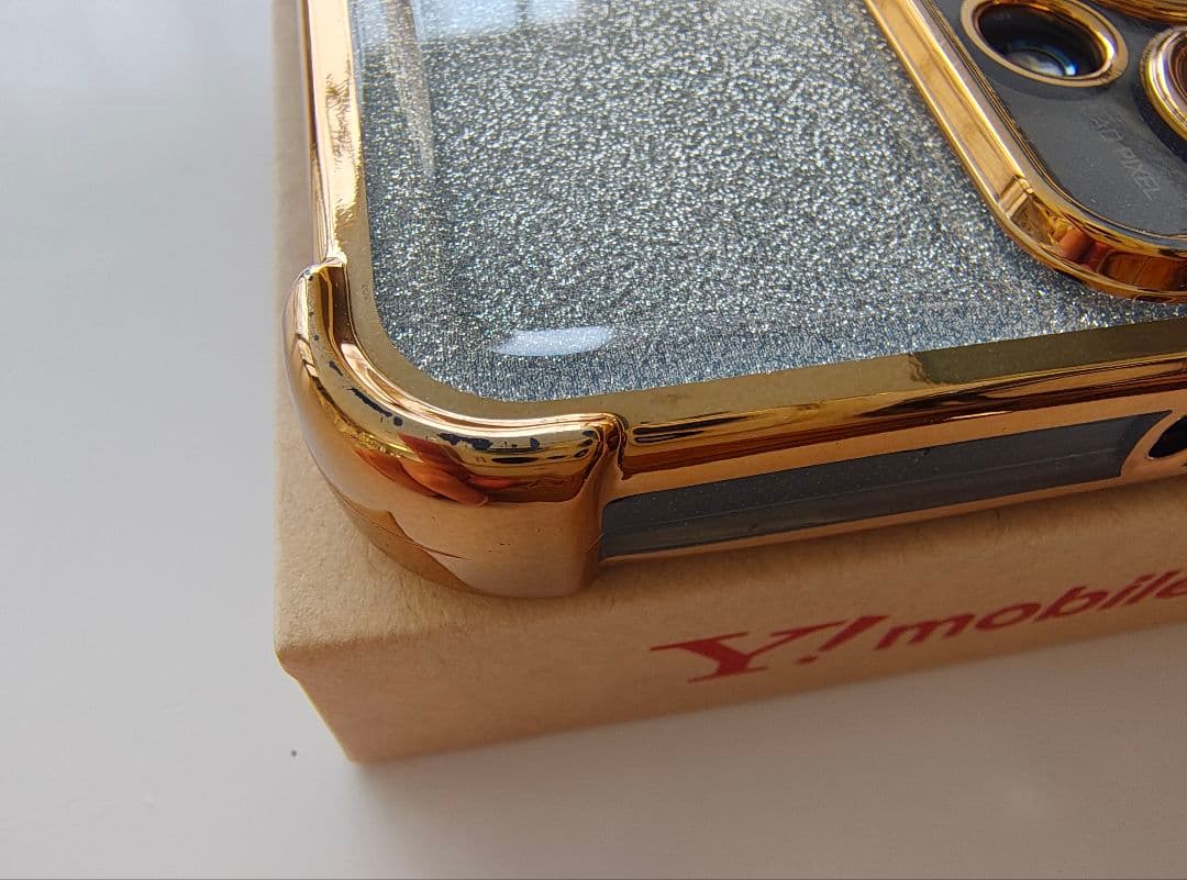 motorola g64y 5g 黒 サイドメッキゴールドケース ガラス付き