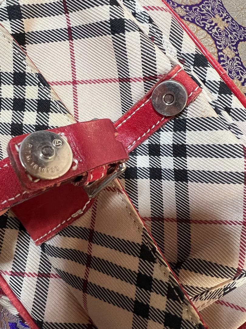 BURBERRY チェック柄ショルダーバッグ ベージュ/レッド