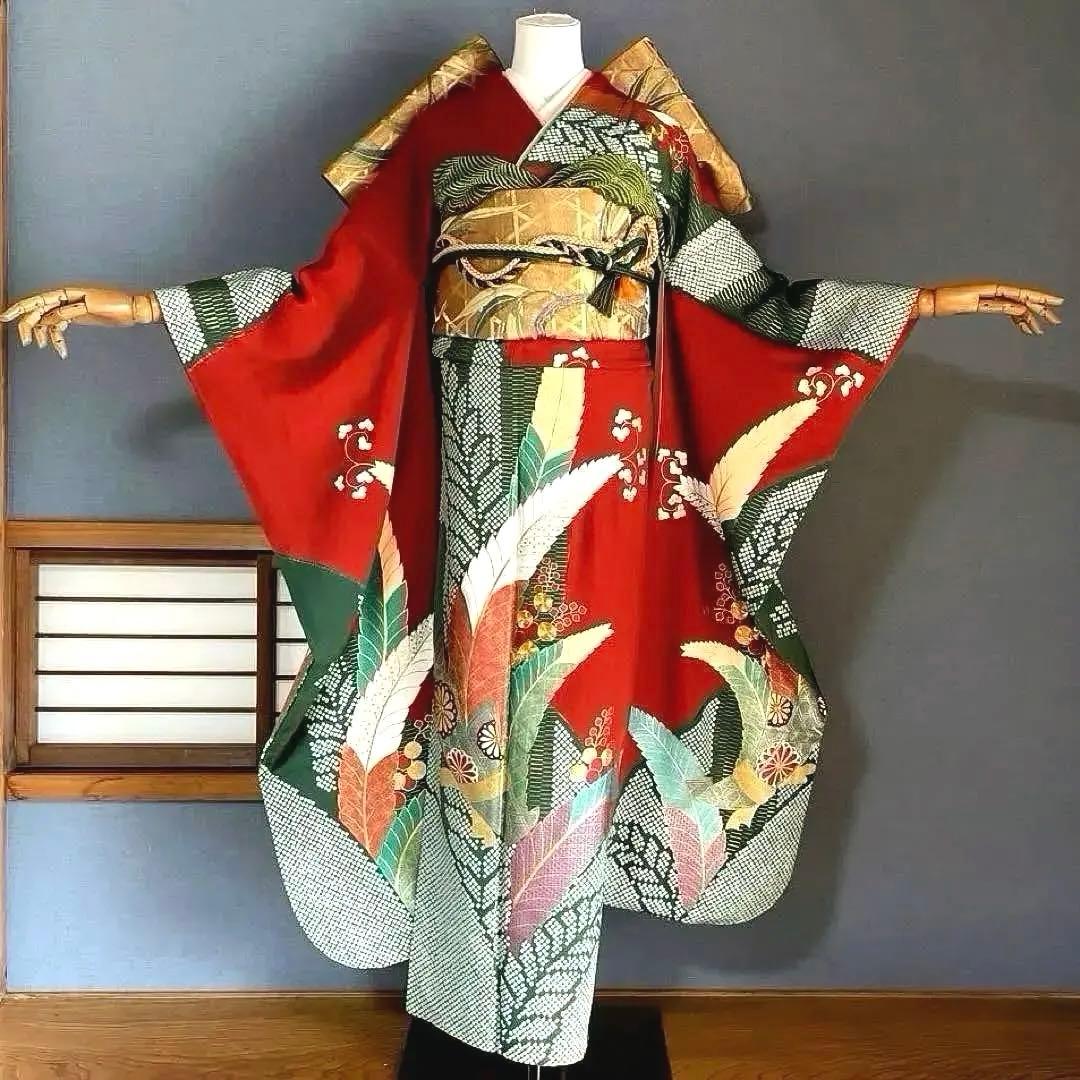 振袖フルセット　高身長　絞り　桐の柄 金彩友禅手刺繍　成人式振袖　振袖　裄丈69