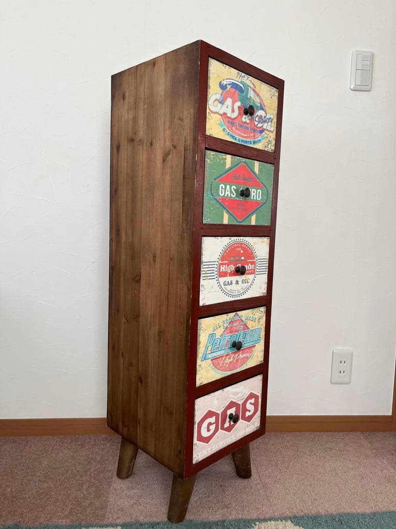 ヴィンテージ風 5段チェスト