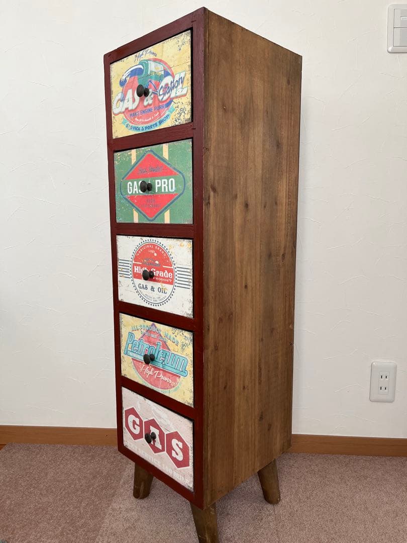 ヴィンテージ風 5段チェスト