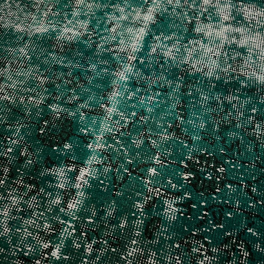 トルコ製ヴィンテージラグ981 超大判 ダークターコイズブルー オーバーダイ