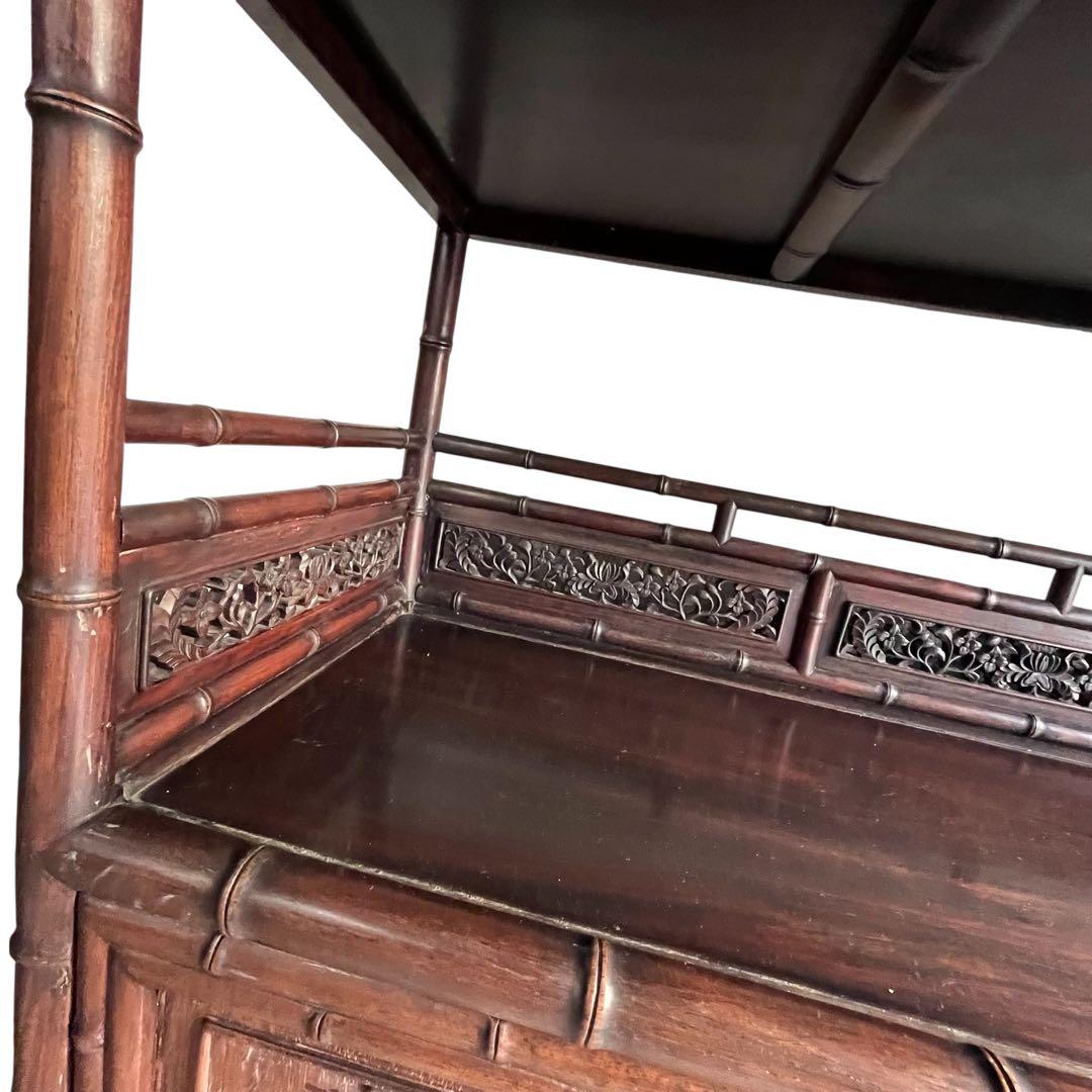 最高級 大阪唐木指物 紫檀 茶棚 茶箪笥 飾り棚 サイドボード キャビネット