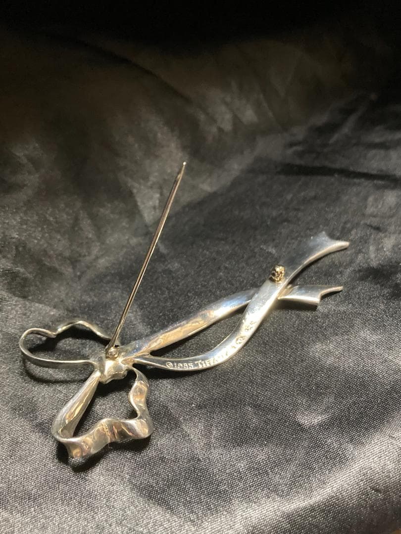 オールドティファニー リボンボウ ラージ ブローチ シルバー 925