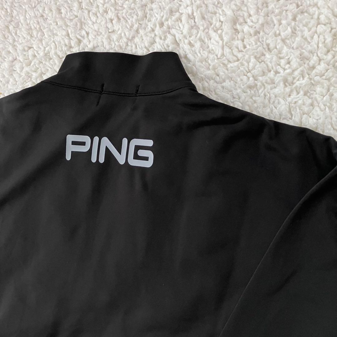 【新品】PING 2024年　キルティング ハーフジップシャツ　ブラック　LL