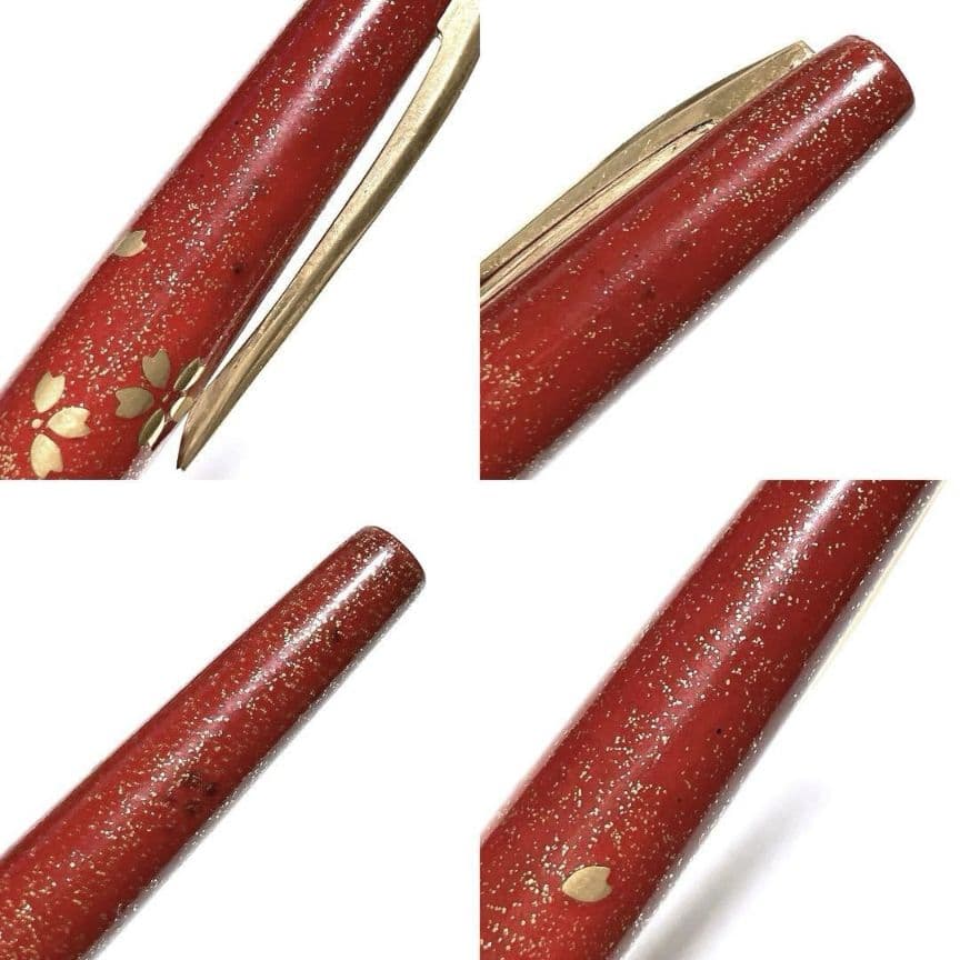 PILOT パイロット 万年筆 蒔絵 桜吹雪 朱 赤 細字 初期型 希少 レア
