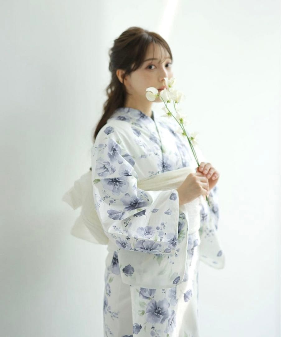 【新品未使用】Dita ディータ 水彩の雪月花(涼) 浴衣5点セット 水色 紫