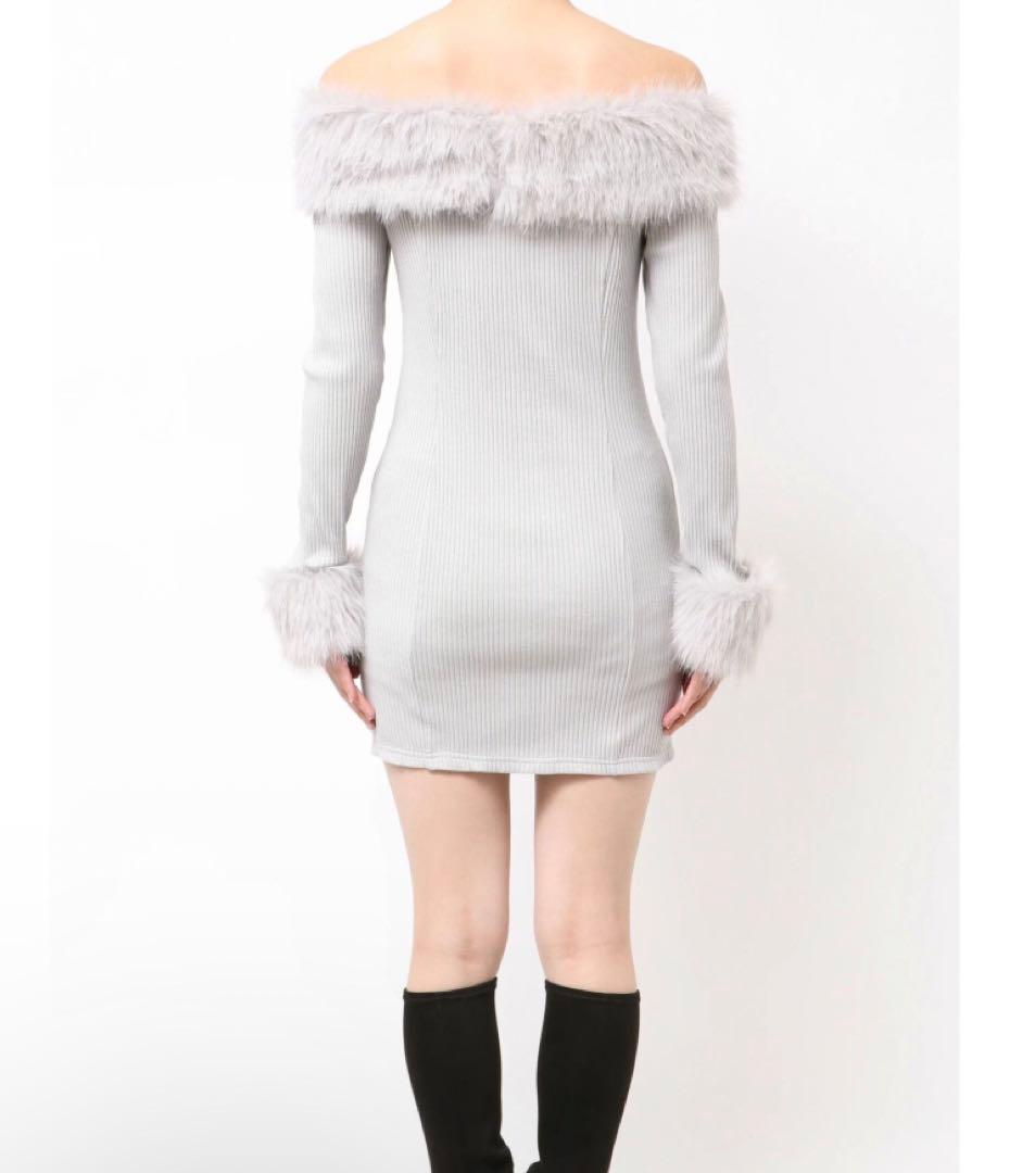 新品未使用 EATME フェイクファー オフショル ミニワンピース ブラック