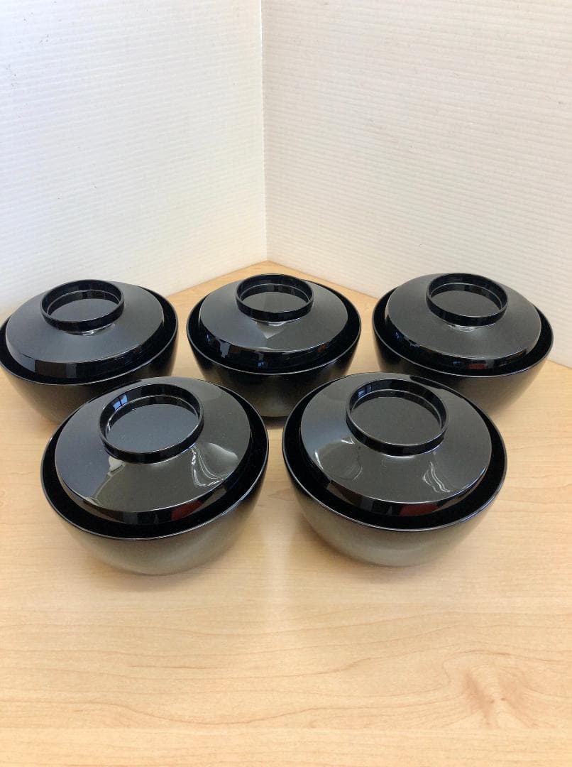 【未使用保管品】輪島屋本店　煮物椀　雑煮椀　５客　13ｃｍ×7ｃｍ※蓋抜