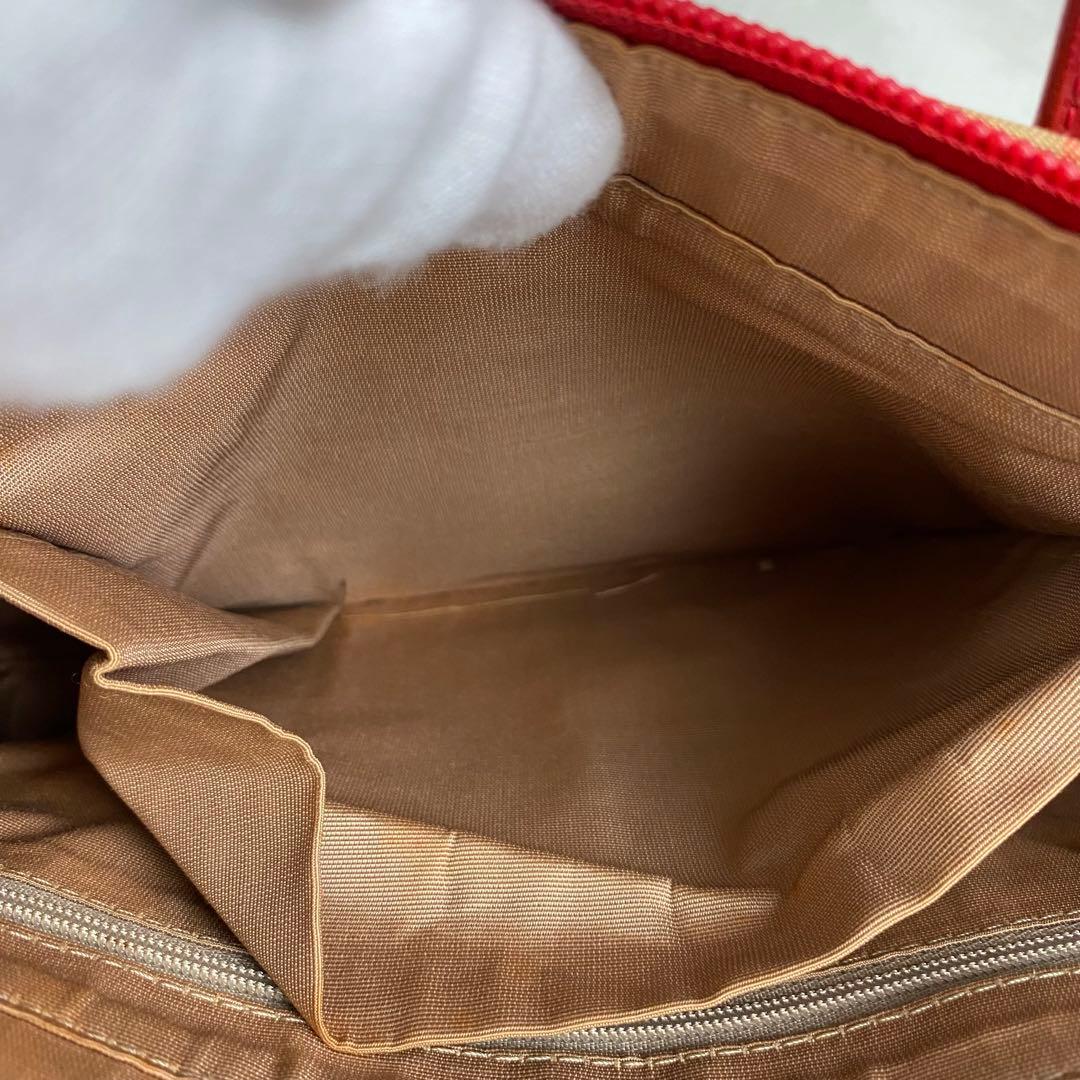 【定番人気】バーバリー ハンドバッグ キャンバス ノバチェック レッド チャーム