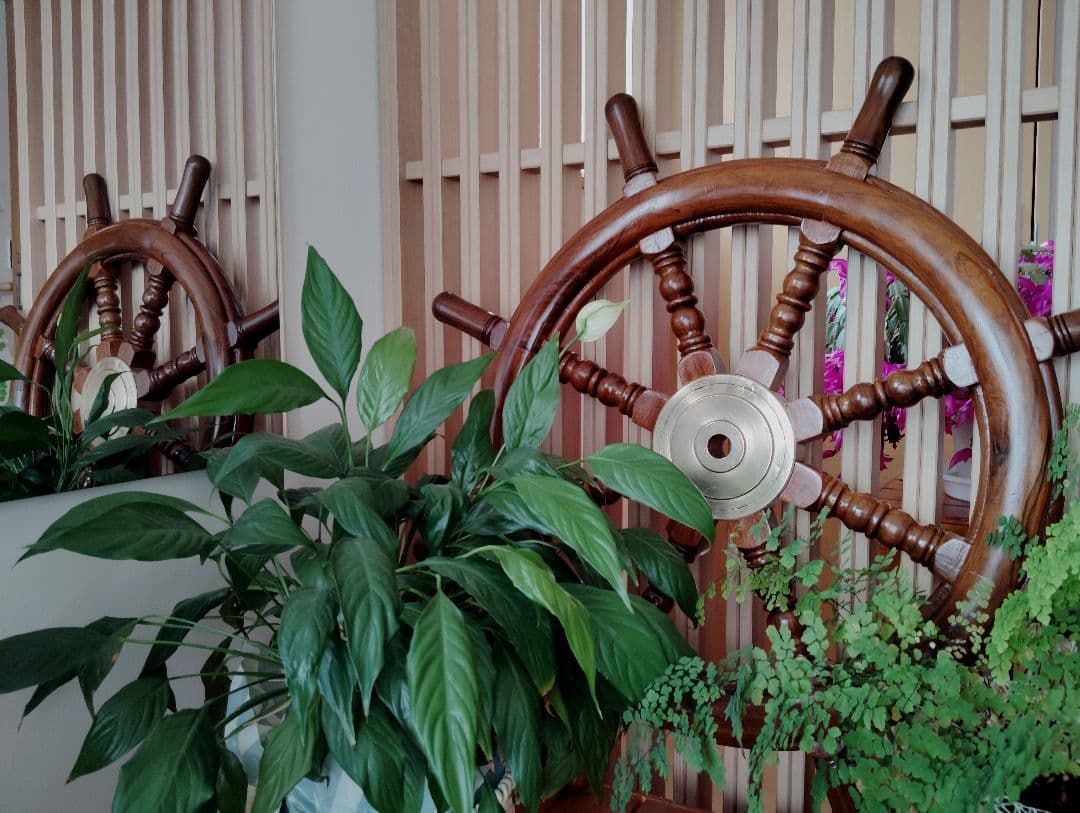 木製　船の舵　舵　舵輪　骨董品　置物　インテリア　コレクション