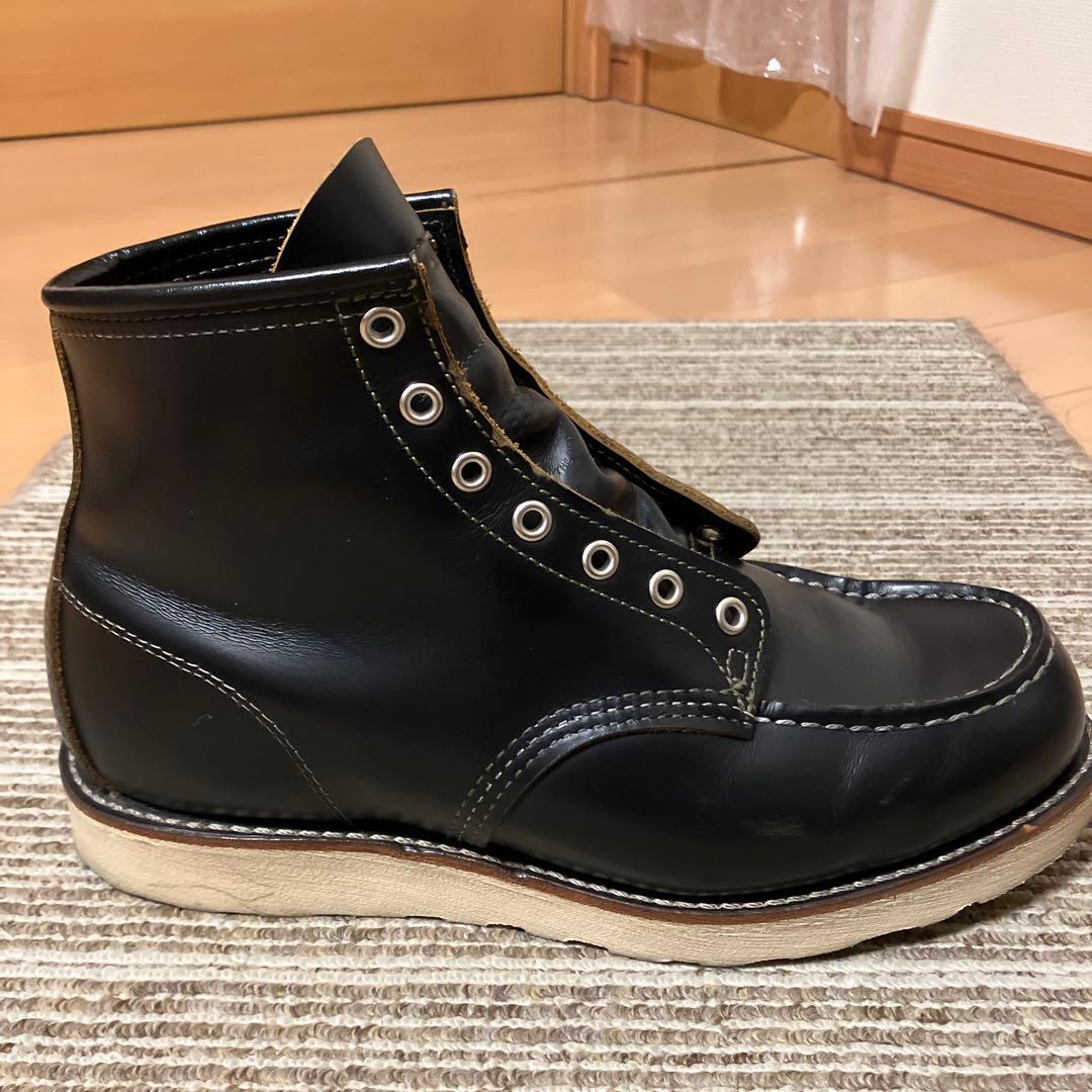 黒 レザー ワークブーツ