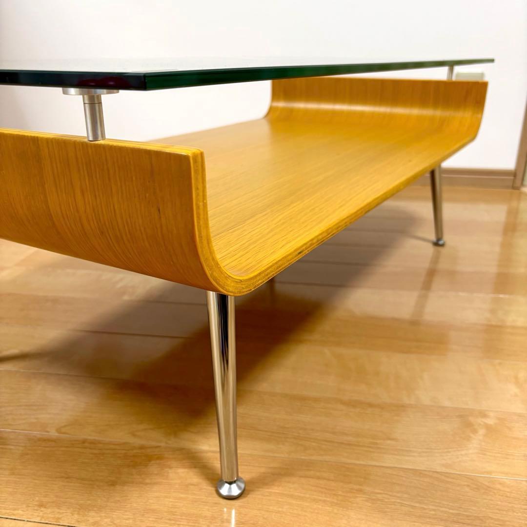 スペースエイジ ミッドセンチュリー 曲げ木 プライウッド ガラステーブル