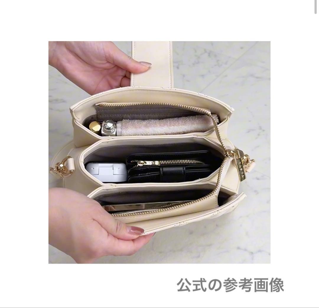 RANDA 2WAYゴールドチャームキルティングバッグ　アイボリー