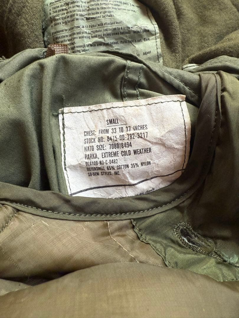 サフラン　極美品 US ARMY M65 パーカ フルセット small