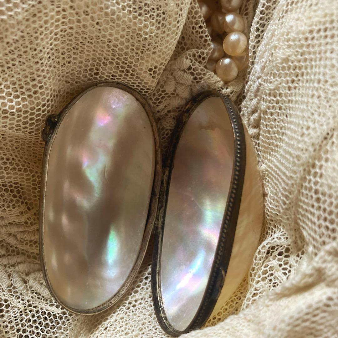 フランスアンティークマザーオブパール　白蝶貝　　 シンブルケース　ロザリオケース