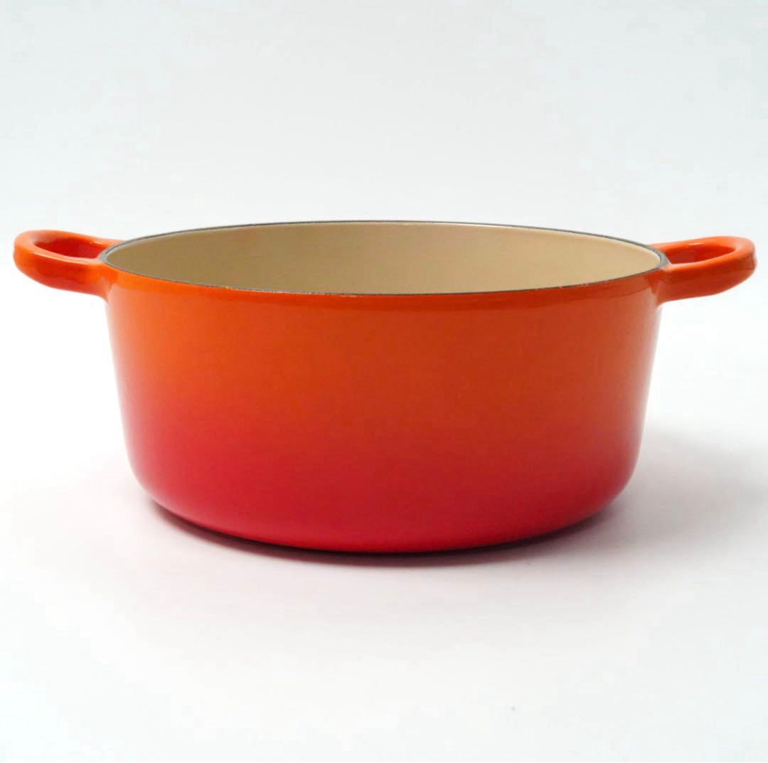【美品】LE CREUSET　ココット ロンド オレンジ　22cm