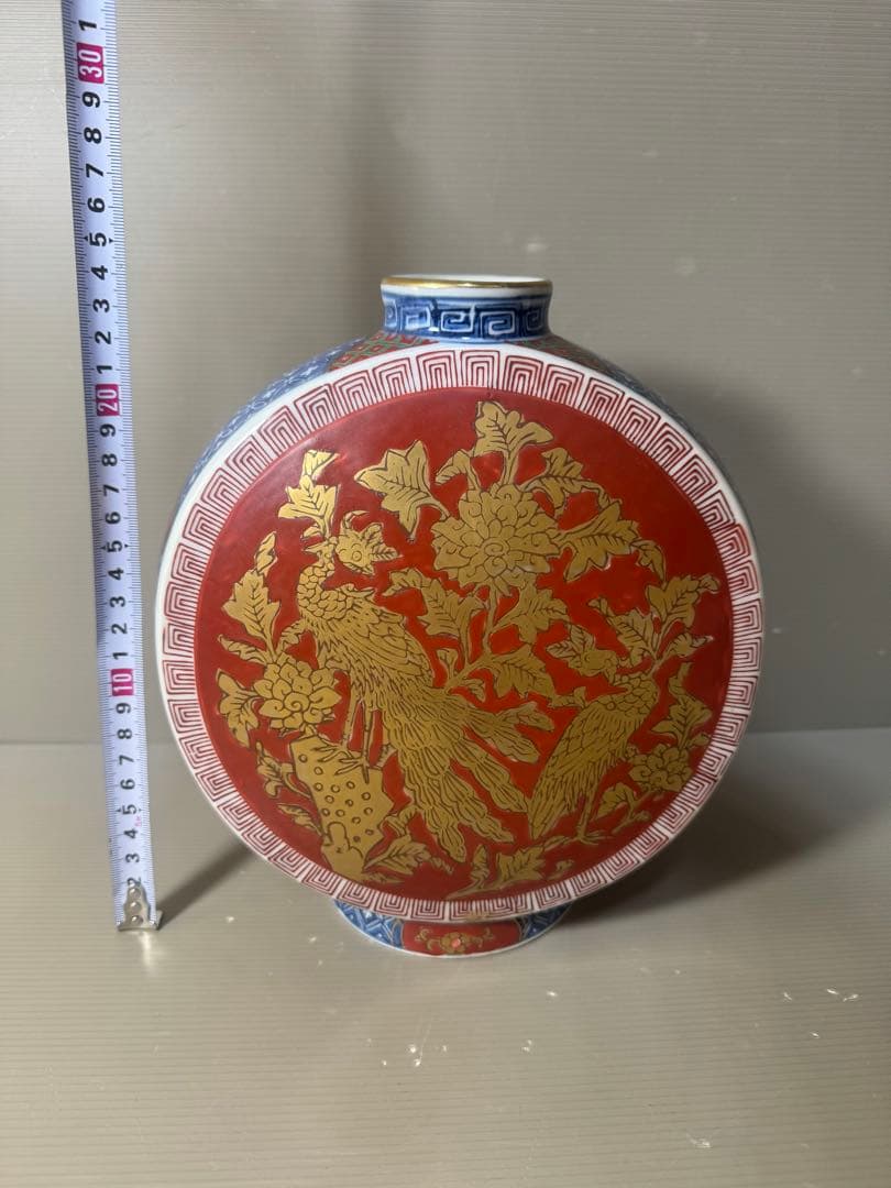 2553  金襴手　赤絵花鳥文　花瓶