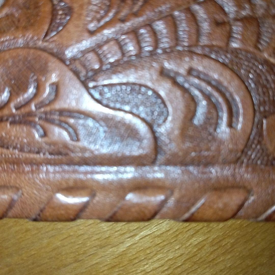 ラルフローレン　ベルト　S　ブラウン　本革　型押し　総柄　幅広　バックル金色