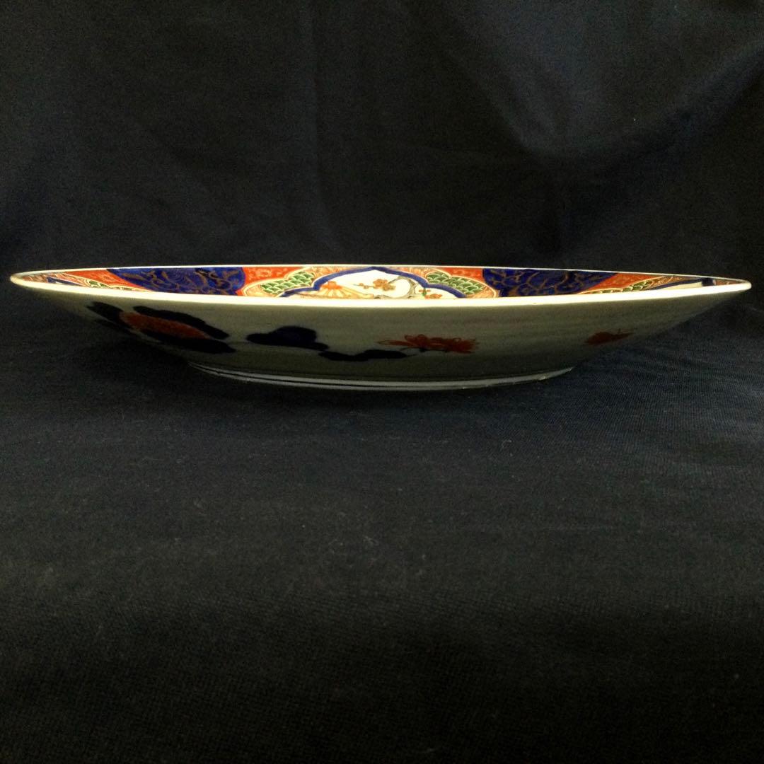 伊万里焼 錦鳩絵 飾り大皿 時代物 骨董 皿立て付 B547