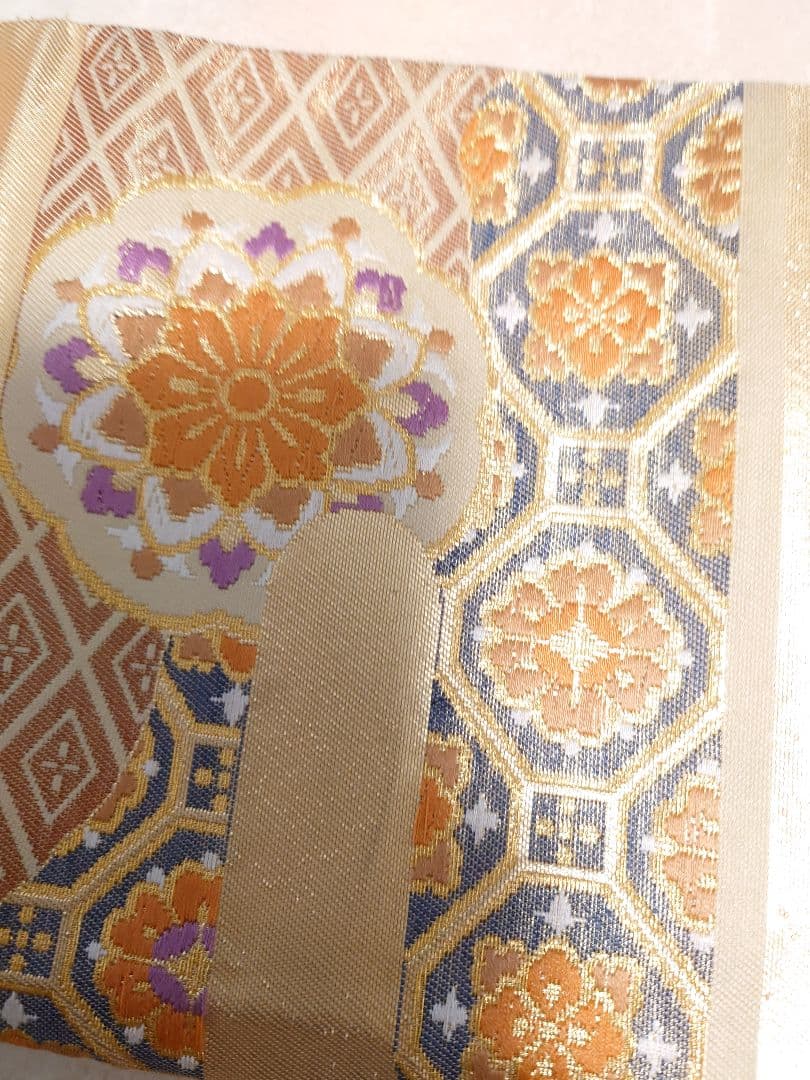 正絹　二部式　作り帯　ハーフ成人式　十三詣り　振袖　成人式　 一点物　金系