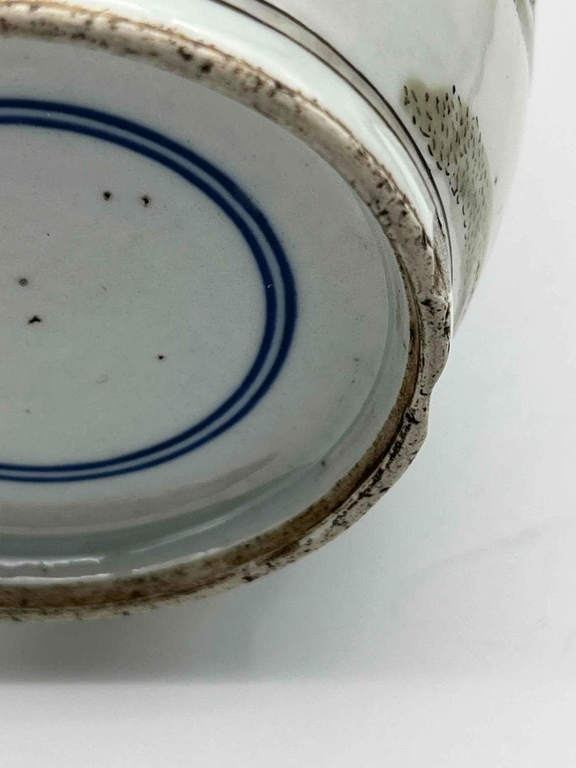 清時代 康熙五彩人物物語文瓶　西廂記棒槌瓶 花瓶(E-74)