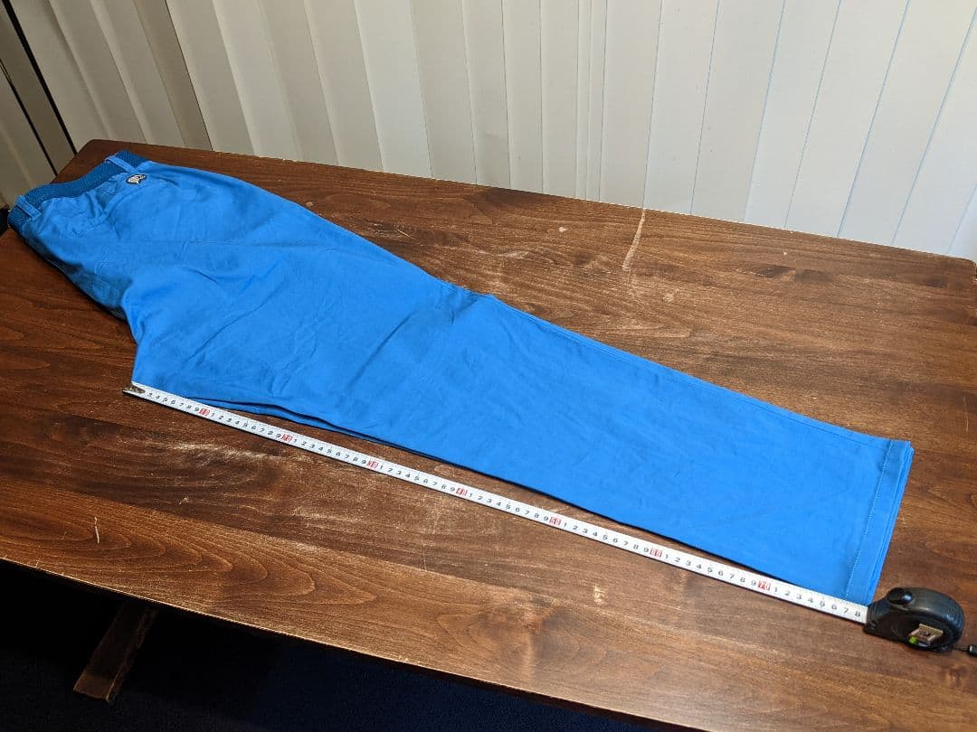 ビームス　ゴルフ　ロングパンツ　ベルトデザイン　ウエストゴム　ストレッチ　青