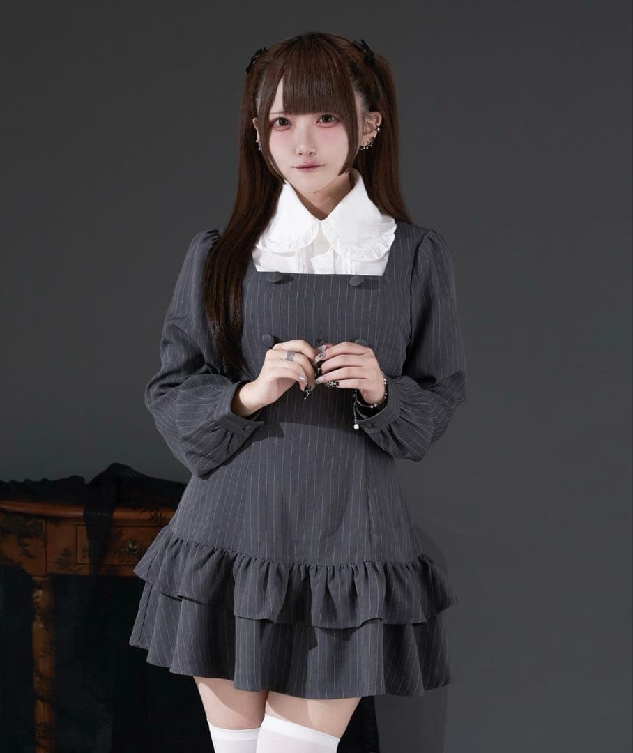 palelfy パルエルフィー クラシカルシャツレイヤードワンピース ブラック