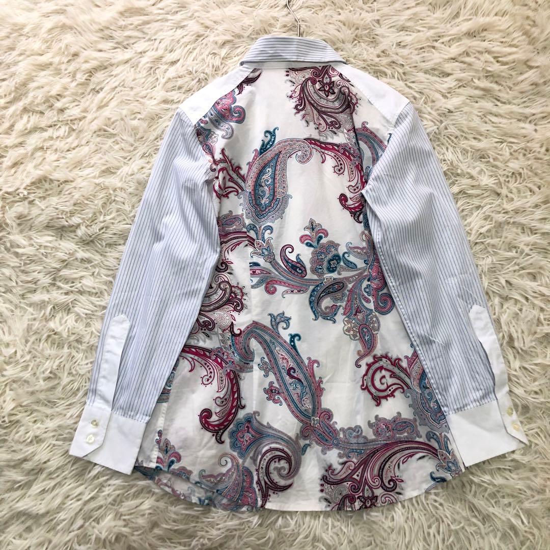 ETRO【38】エトロ　ペイズリー柄ブラウス　コットン混シャツ　ストライプ