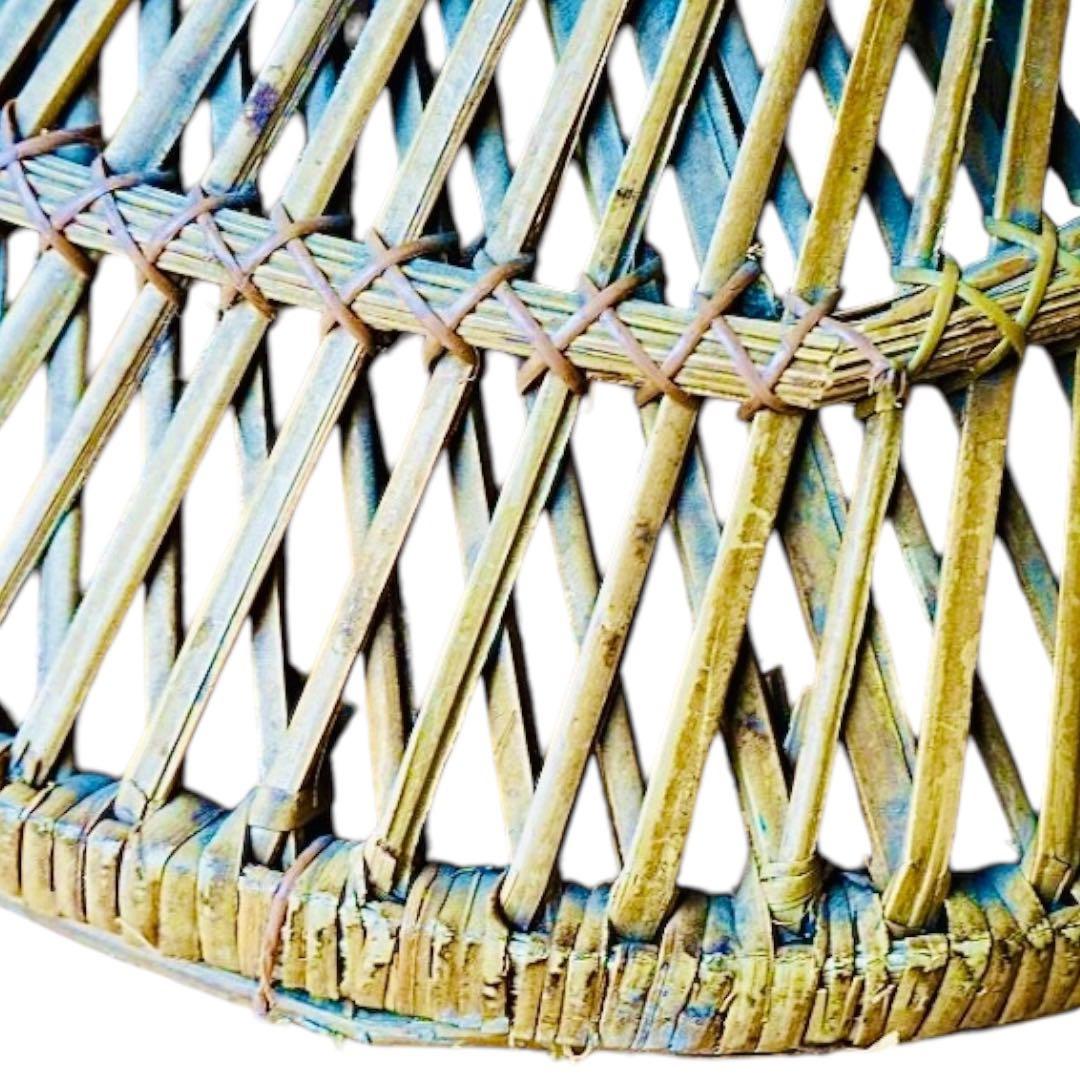 1970–80’s ヴィンテージ ラタン ラウンド サイドテーブル｜ガラス天板