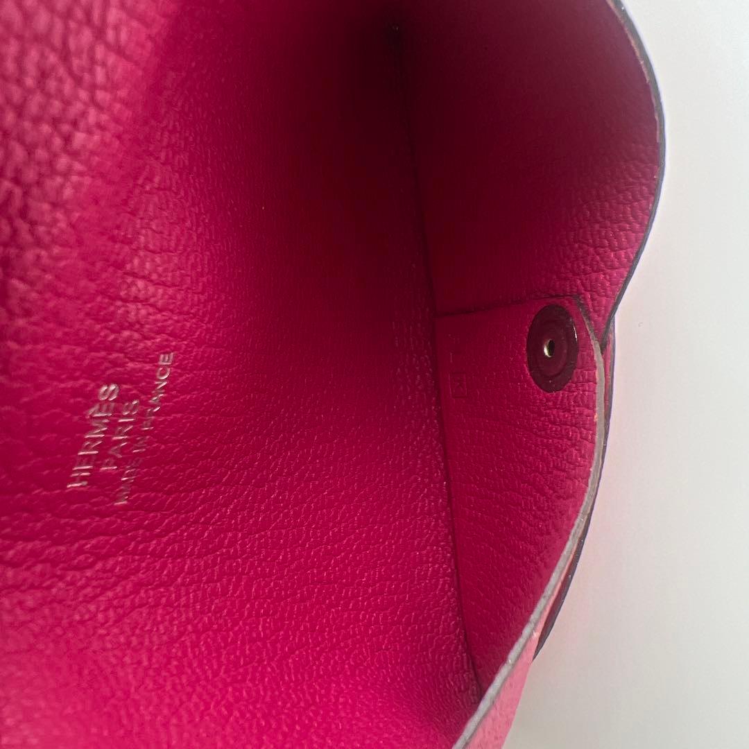 HERMES ピンク レザー 名刺入れ カードケース