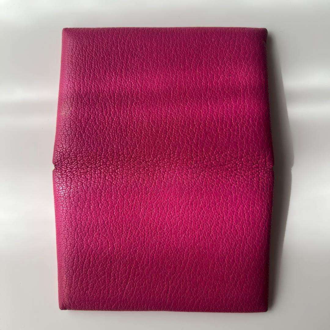 HERMES ピンク レザー 名刺入れ カードケース