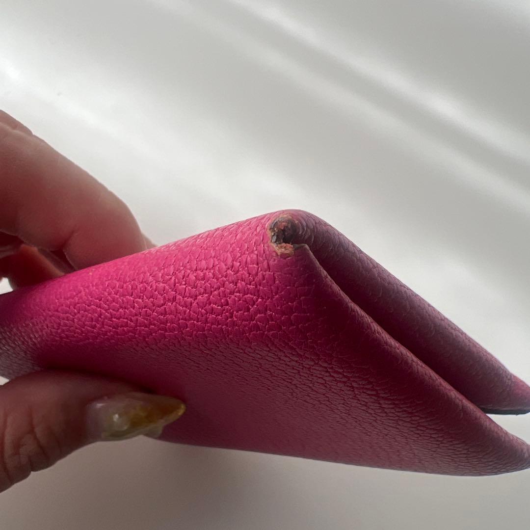 HERMES ピンク レザー 名刺入れ カードケース