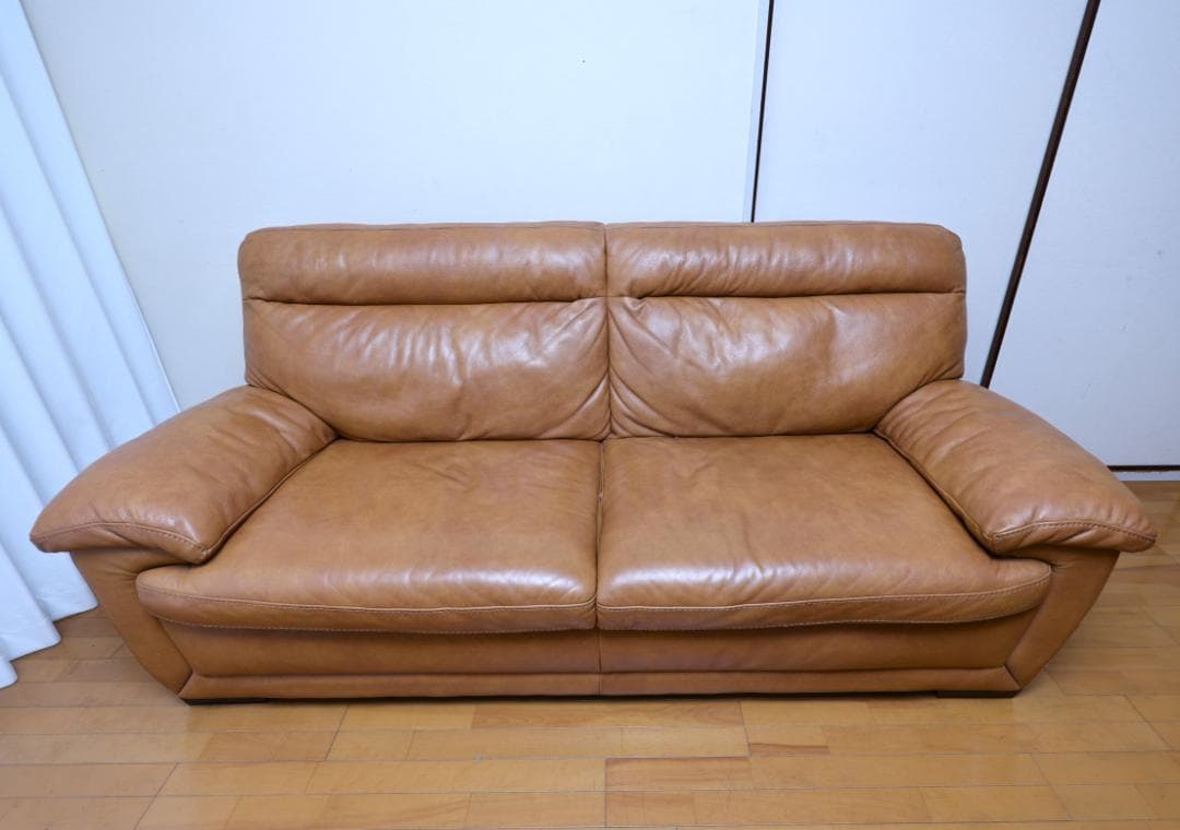 ニトリ　NITORI　2人～3人掛けハイバック・ソファ　本革　中古美品