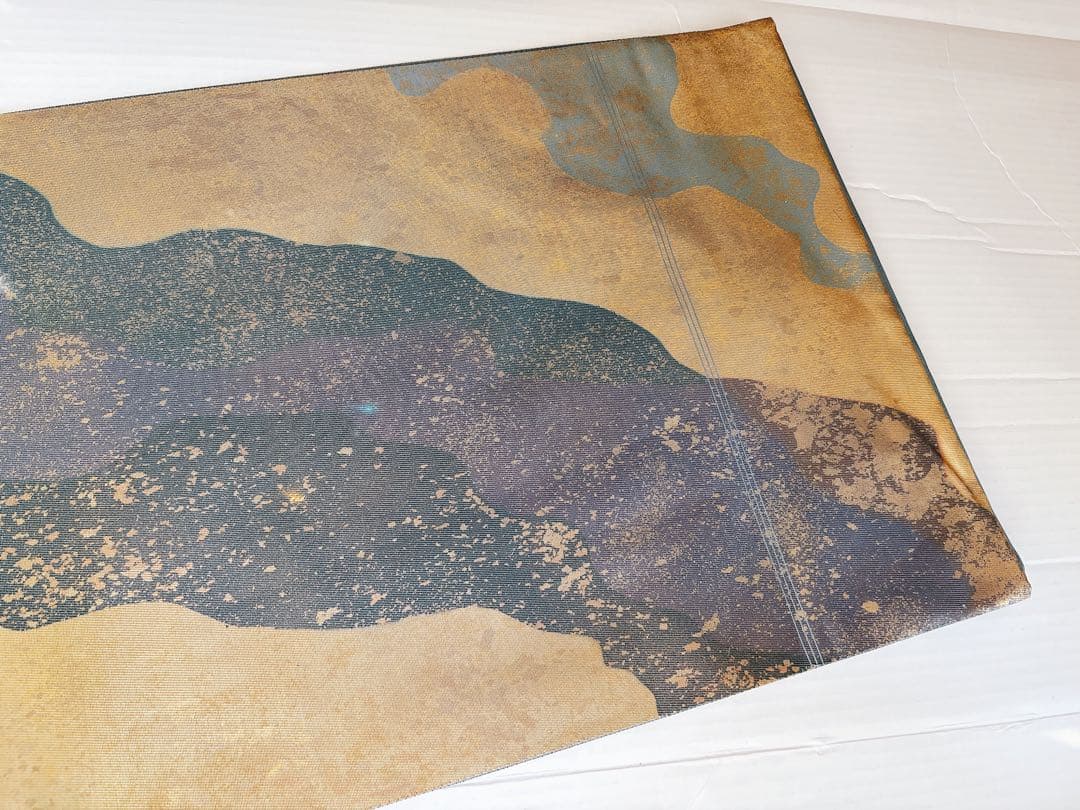 手描きの鶏ニワトリとひよこが可愛い箔の袋帯　六通　グレー灰色金箔銀箔