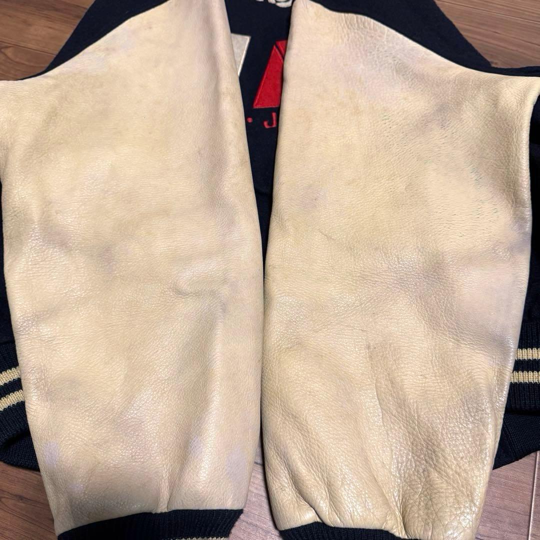 80s 当時物 VAN 袖革 スタジャン ブラック　レザー