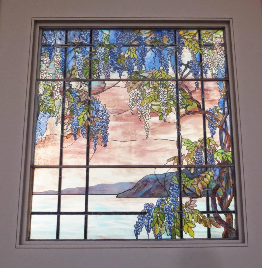 ルイス・C・ティファニー ヴィンテージ ステンドグラス 大型オイスターベイの風景