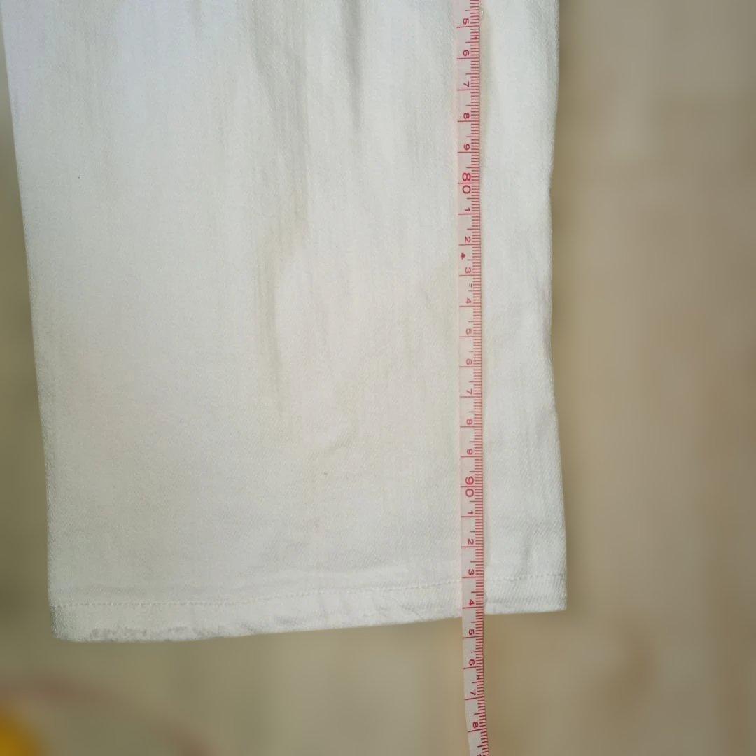 希少ホワイトスキニーデニム♪ウノピュー ダメージ加工♪刺繍ロゴ！ドローストリング