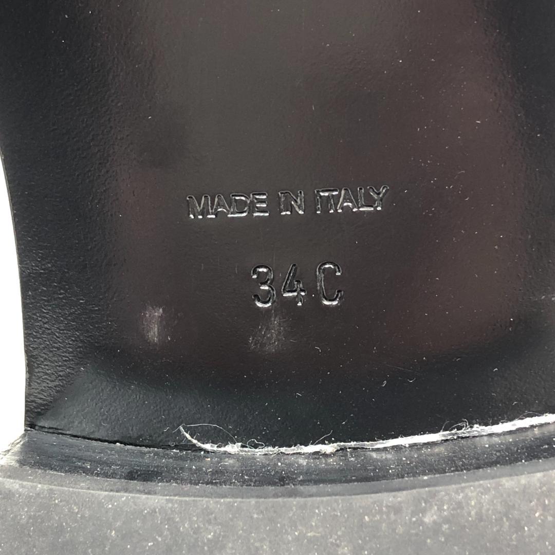 【美品】12F198 シャネル カメリア ココマーク ローファー 34C 黒 革