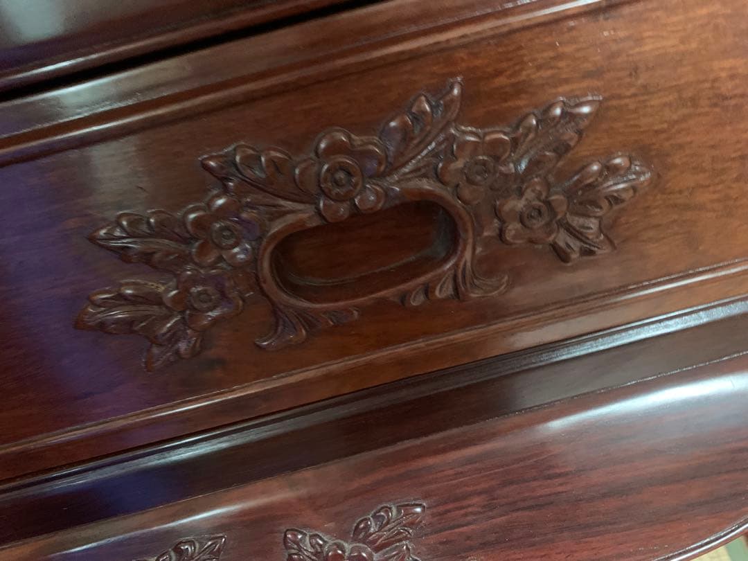 花梨材　ラインティングビュー　デスク　猫脚