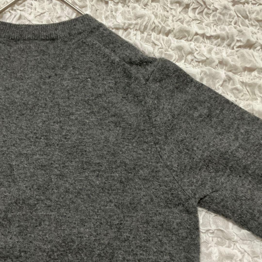 プレイコムデギャルソン　ニットカーディガン　クルーネック　チャコールグレー　M