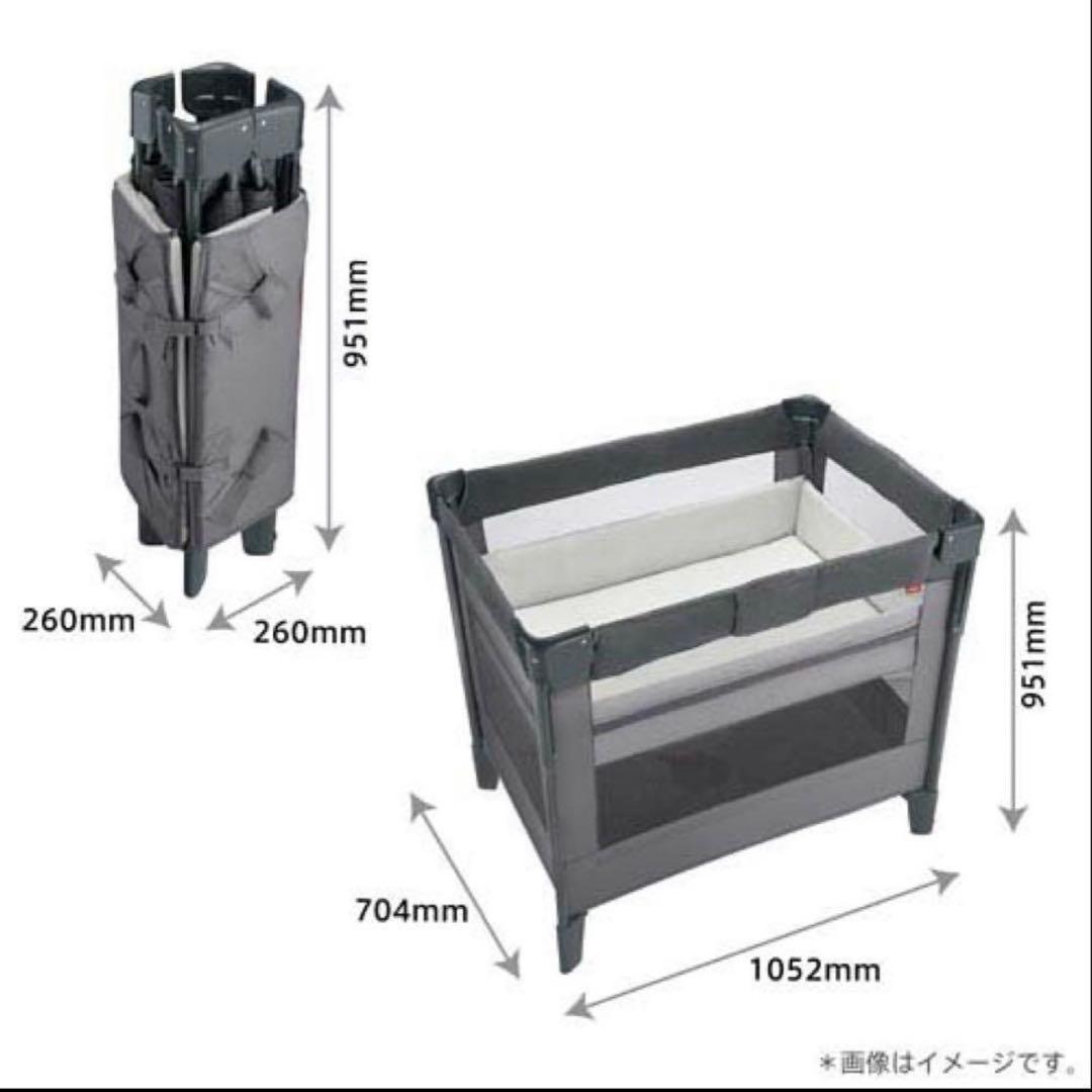 美品 ベビーベッド Aprica ココネルエアープラスAB グレー