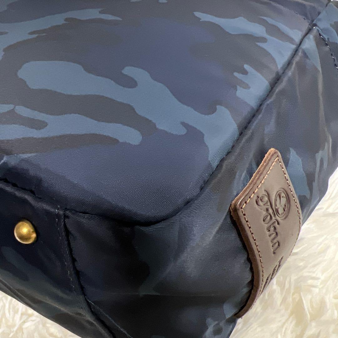 Folna 藤巻百貨店限定 2way 迷彩 ナイロン ブリーフバッグ ネイビー