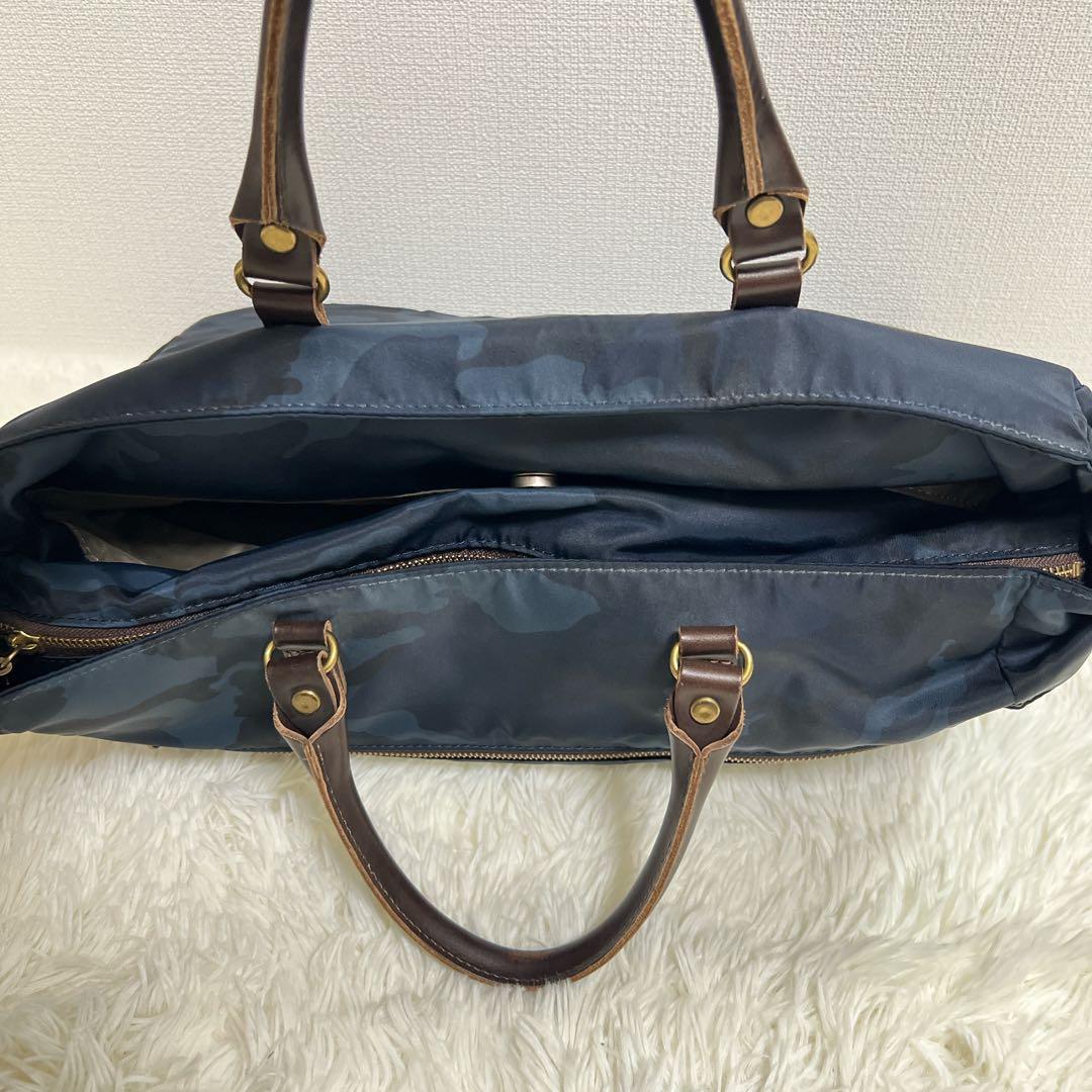 Folna 藤巻百貨店限定 2way 迷彩 ナイロン ブリーフバッグ ネイビー