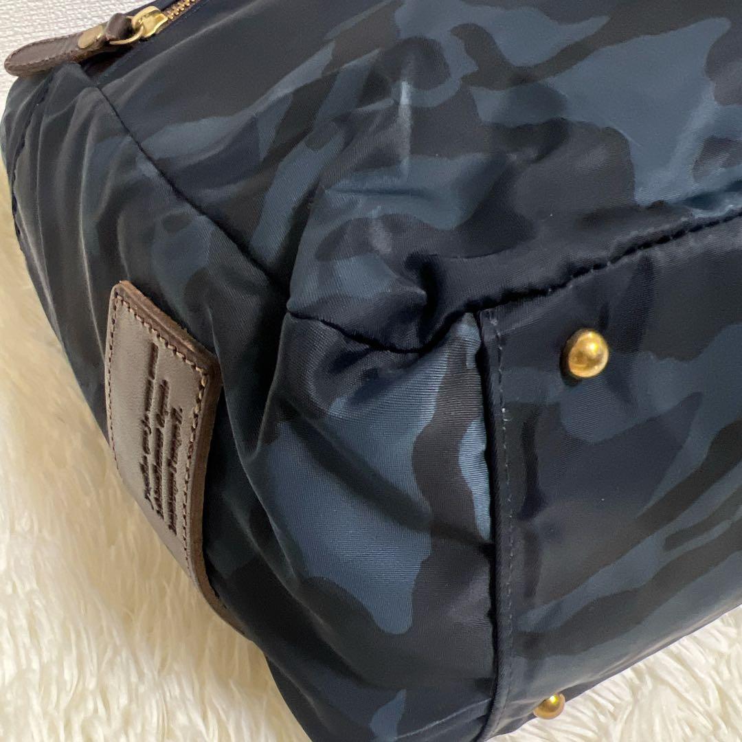 Folna 藤巻百貨店限定 2way 迷彩 ナイロン ブリーフバッグ ネイビー